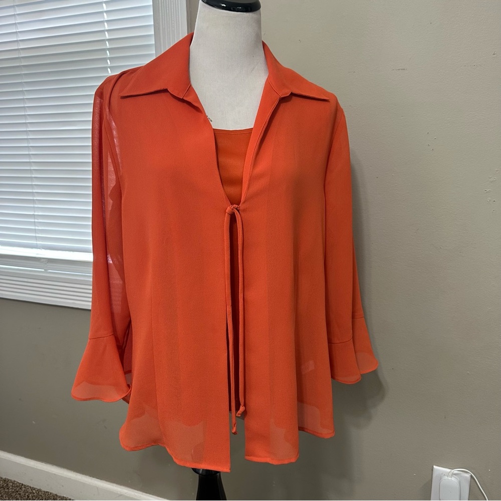 Cato Rust Orange womenโs size 18/20 2 piece tie frontโ blouse set